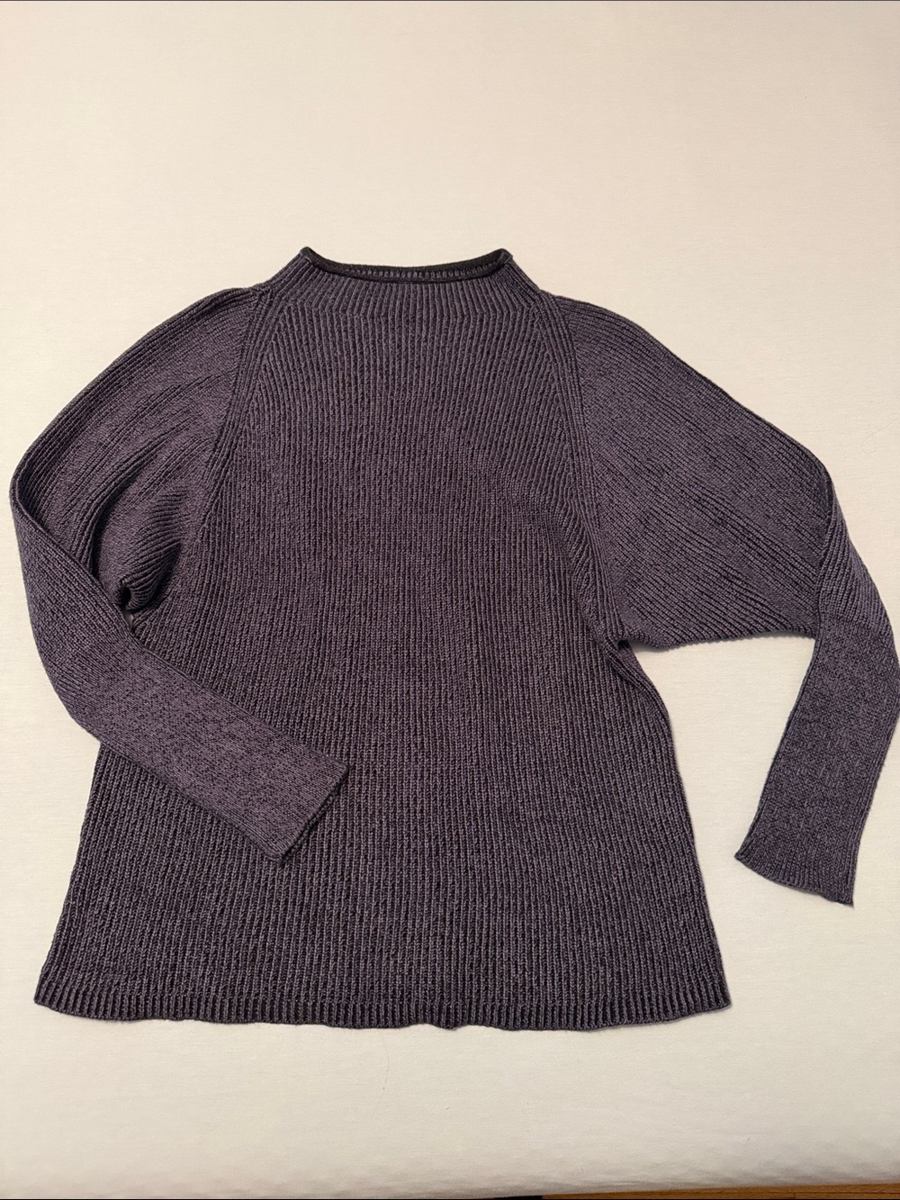 Women's Cozy Ribbed Crewneck Sweater - Charcoal Purple